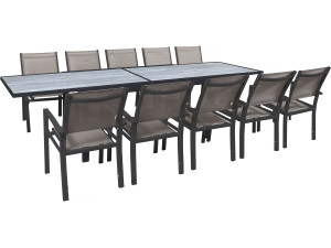 Rozkładany zestaw mebli ogrodowych "Lagos" - 200/320 x 105 x 76 cm - Taupe - Miejsca siedzące 10