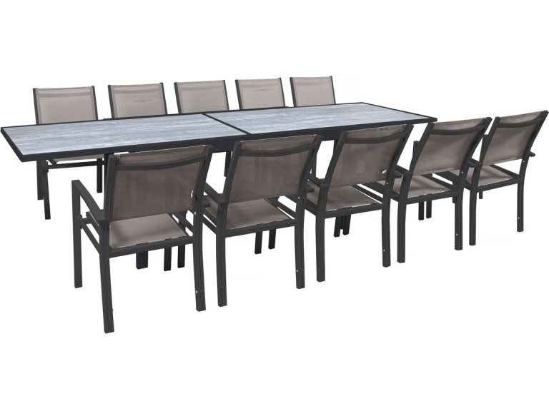 Rozkładany zestaw mebli ogrodowych "Lagos" - 200/320 x 105 x 76 cm - Taupe - Miejsca siedzące 10