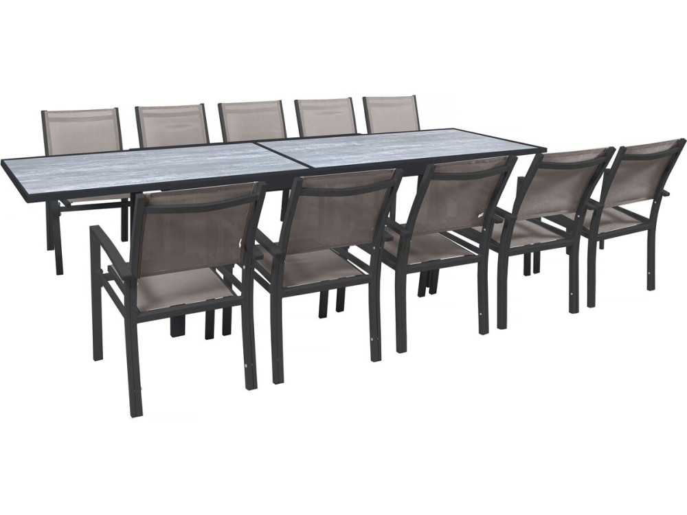 Rozkładany zestaw mebli ogrodowych "Lagos" - 200/320 x 105 x 76 cm - Taupe - Miejsca siedzące 10
