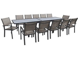 Rozkładany zestaw mebli ogrodowych "Lagos" - 200/320 cm - Taupe - Miejsca siedzące 12