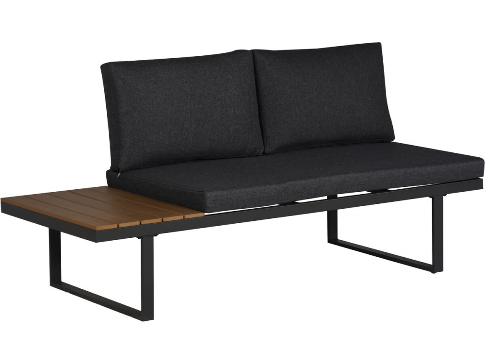 Zestaw mebli ogrodowych "Sylva" modułowa sofa narożna, wykończenie imitacja drewna - 4 osobowa - Szary