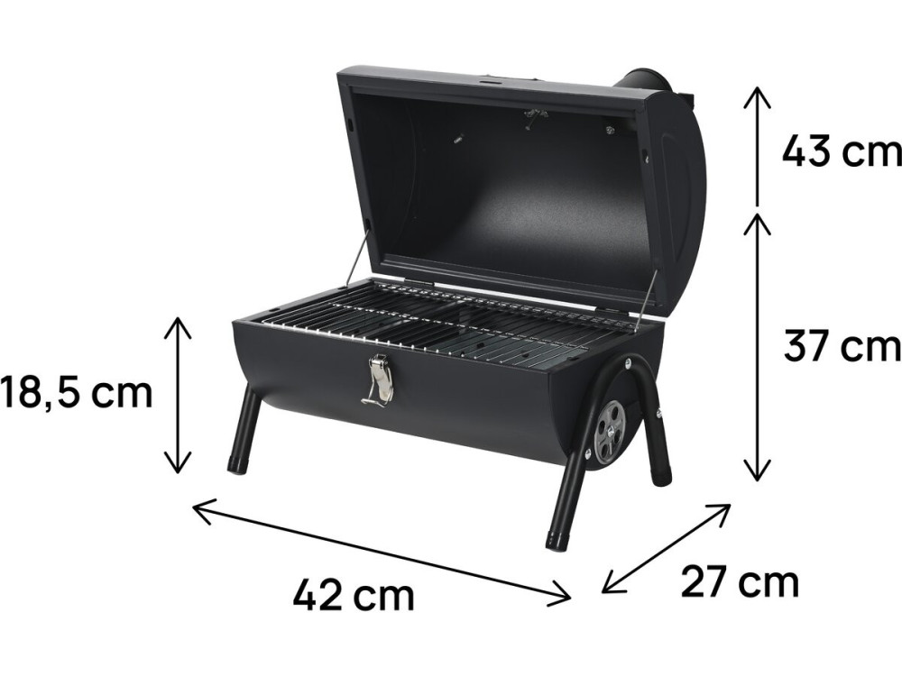 Przenosny grill weglowy „Kapitan” - 42 x 27 x 43 cm - Czarny