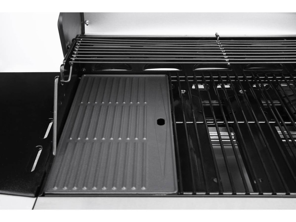 Grill gazowy "Bingo 4" - 4 palniki w tym 1 palnik boczny - 14 kW + Pokrowiec ochronny - Srebrny