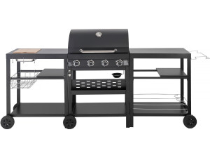 Grill gazowy do kuchni na zewnątrz - 12 kw - 4 palniki - Czarny