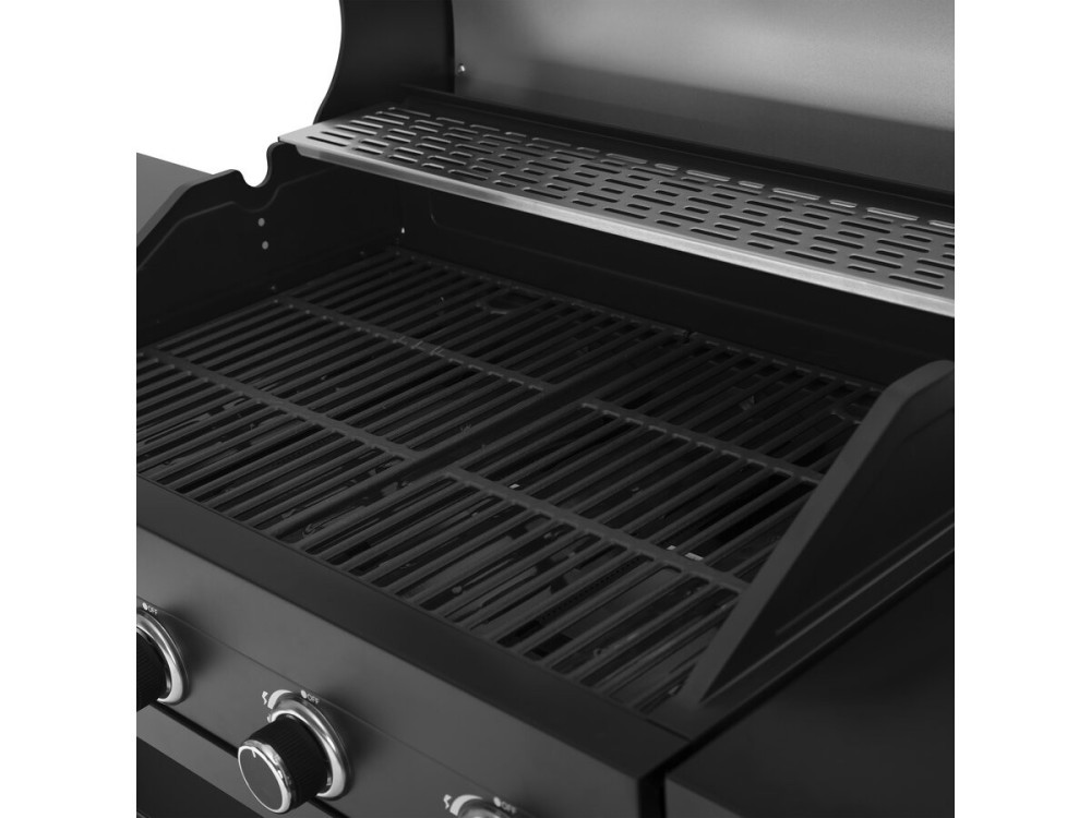 Grill gazowy do kuchni na zewnątrz - 12 kw - 4 palniki - Czarny
