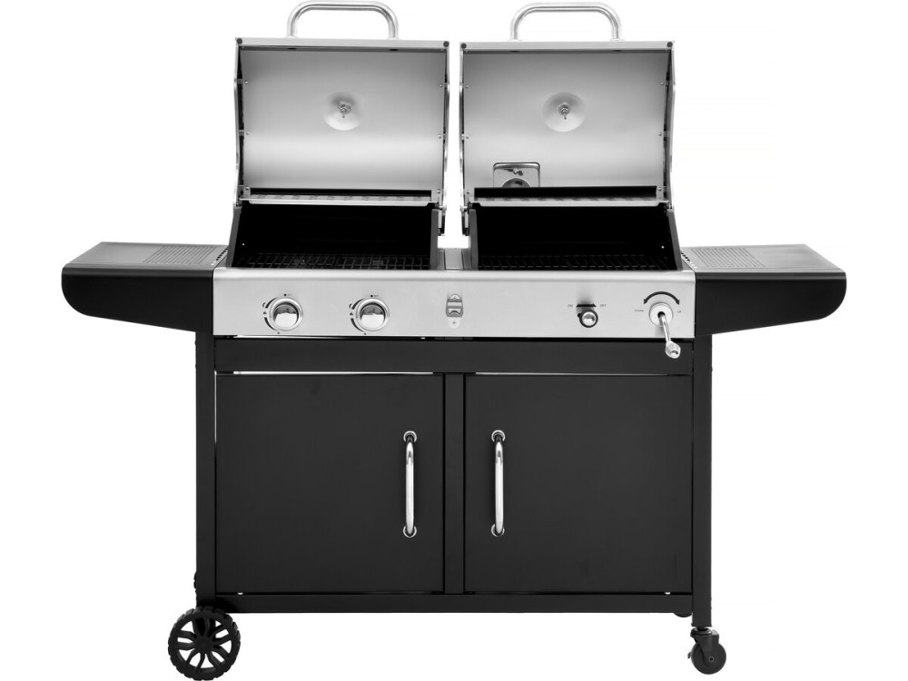 Western 2 w 1 metalowy grill gazowy i na węgiel drzewny - czarny