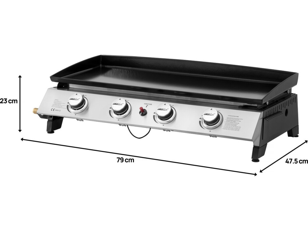 Plancha gazowa 4 palniki "Jolly" - 10 Kw - Szara
