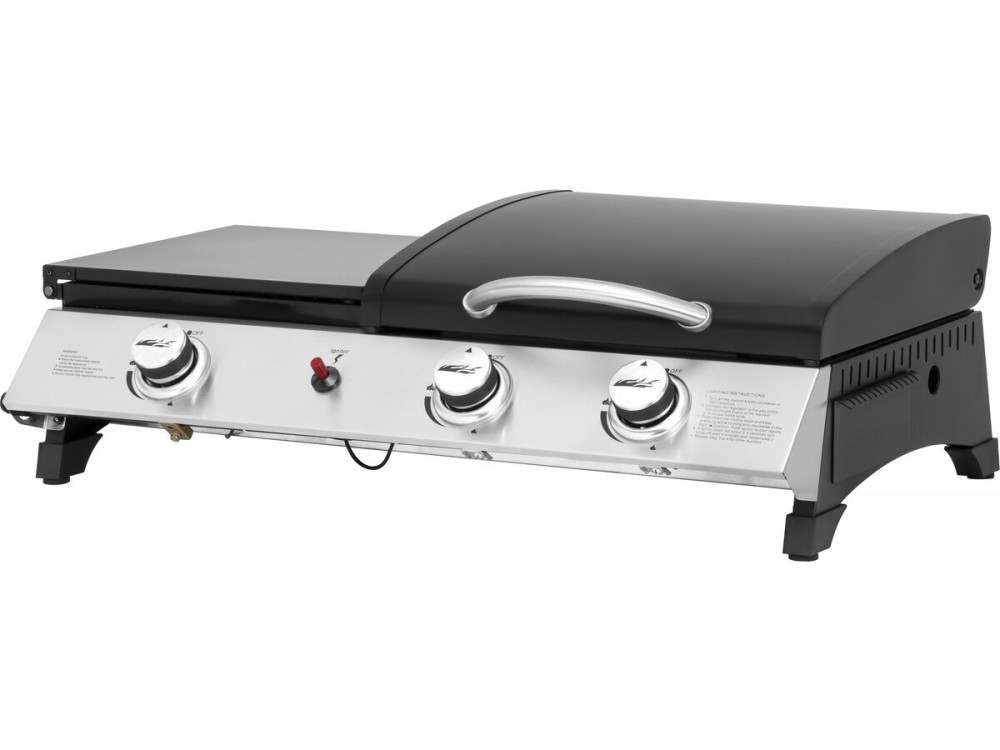 Patelnia gazowa z pokrywką "Rasio" - 7,5 KW - 3 palniki - czarna