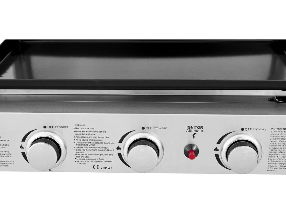 Kratka gazowa z 3 palnikami i metalową pokrywą "Fasto" - 7,5 kw - Szara