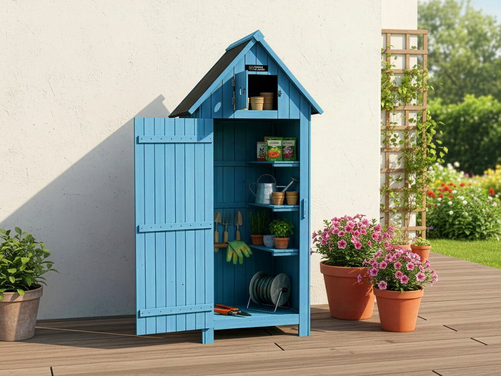 Szafka ogrodowa "Cabanon" - 77 x 54,5 x 179 cm - Niebieski