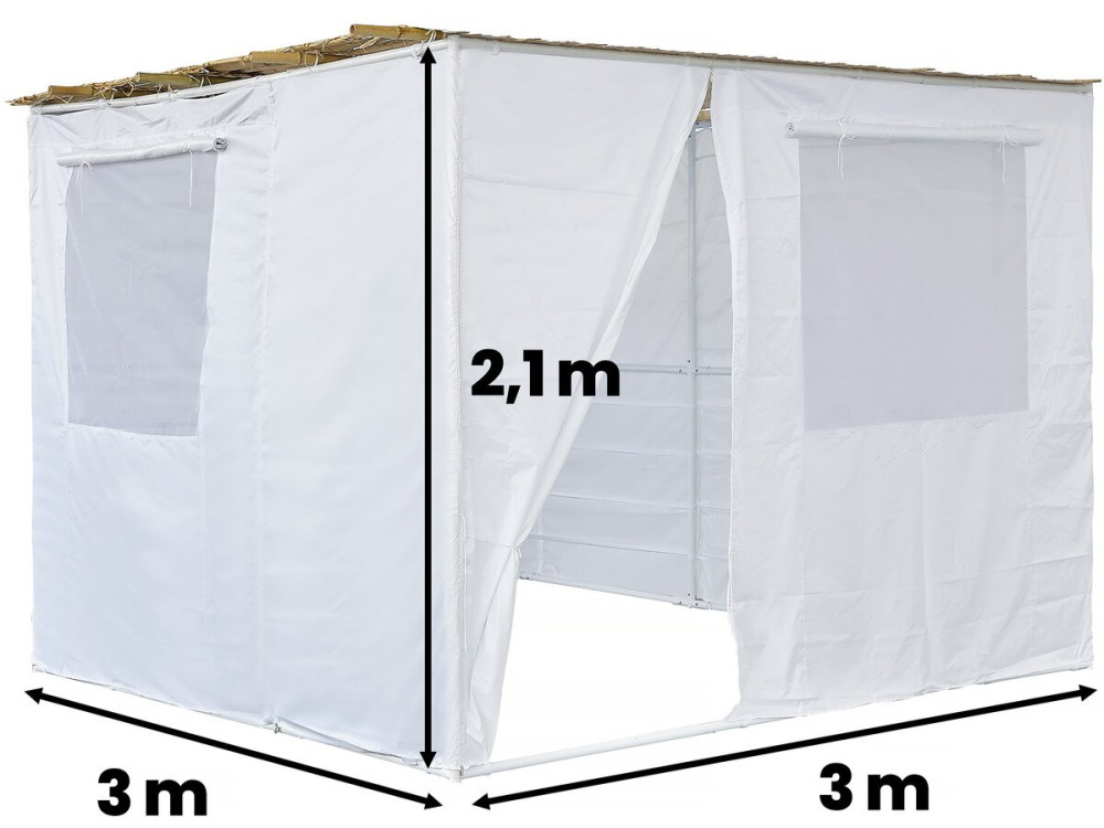 Regulowany zestaw Sukkah NINA 3 x 3 -3 bambusowe rolki i 3 drewniane listwy