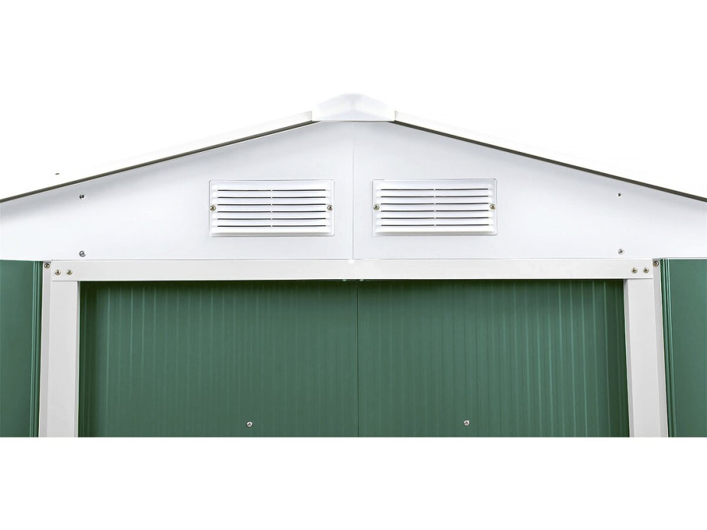 Domek ogrodowy metalowy "Rosas" 4,07 m² z rynną - Zielony