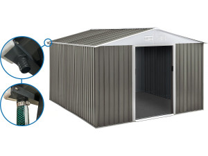 Metalowa szopa ogrodowa "Dallas" - 15,16 m² z rynną - Taupe