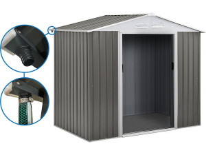 Metalowa szopa ogrodowa "Dallas" - 5,29 m² z rynną - Taupe
