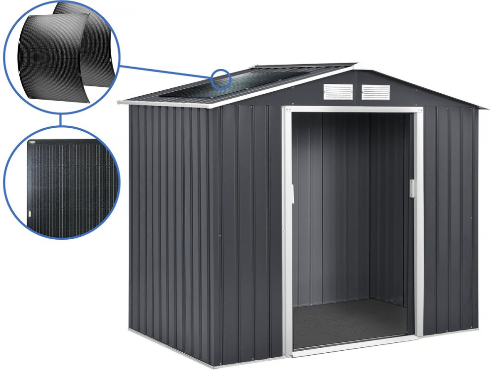 Metalowa wiata ogrodowa "Vegas" - 2,7 m² z panelami słonecznymi - Szara