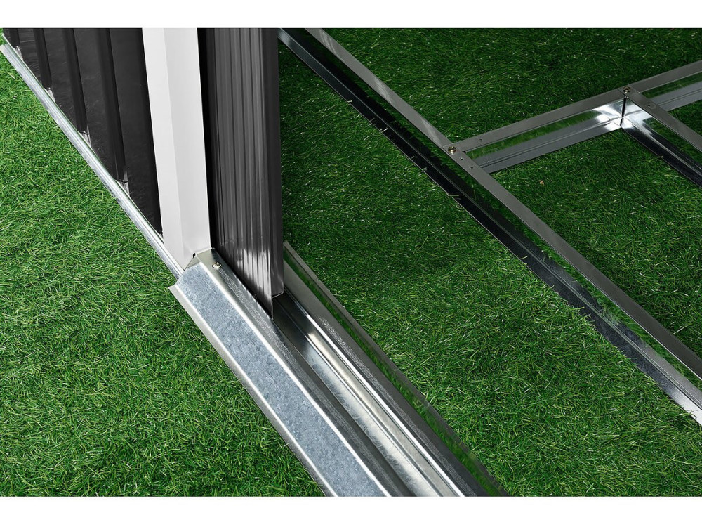Metalowa szopa ogrodowa "Vegas" 5,29 m² z rynną - Szara