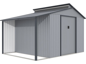 Szopa ogrodowa "Madras" - Metalowa - Z pergolą - 9.12 m² - 355 x 257 x 237 cm - Szara