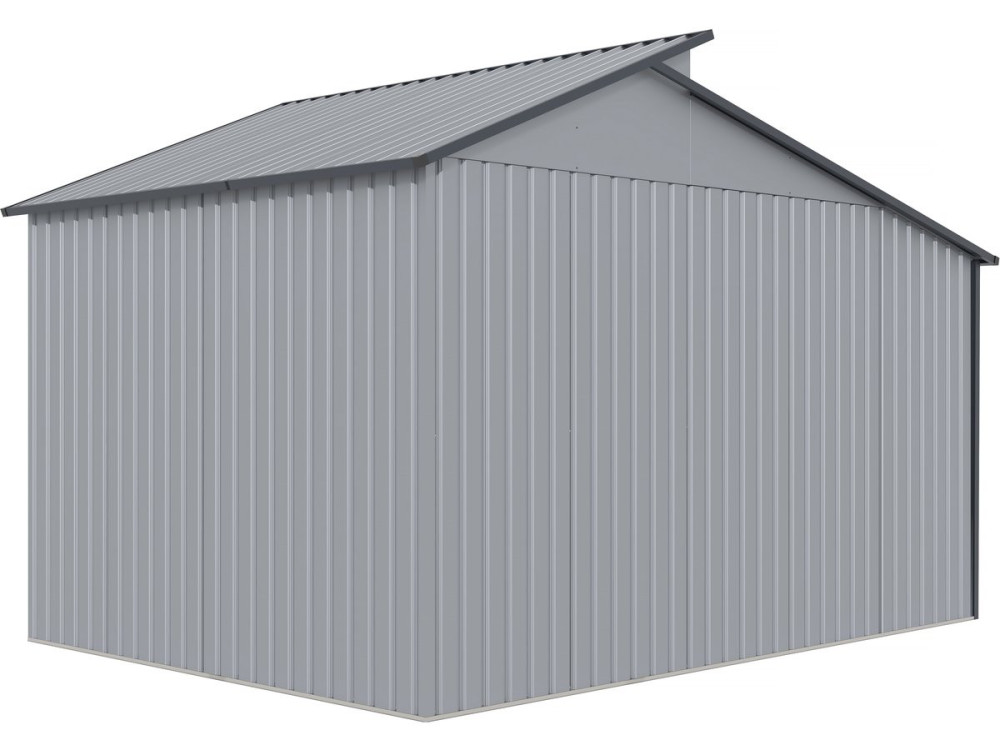 Szopa ogrodowa "Madras" - Metalowa - Z pergolą - 9.12 m² - 355 x 257 x 237 cm - Szara