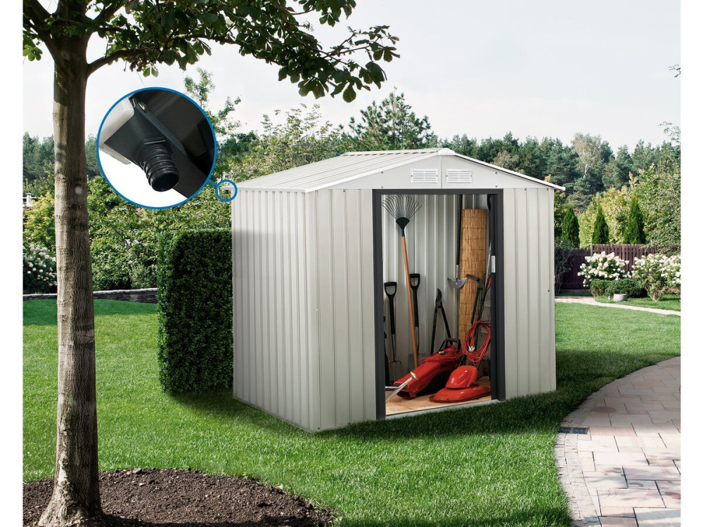 Metalowy domek ogrodowy Nebraska - 4,07m² z rynną