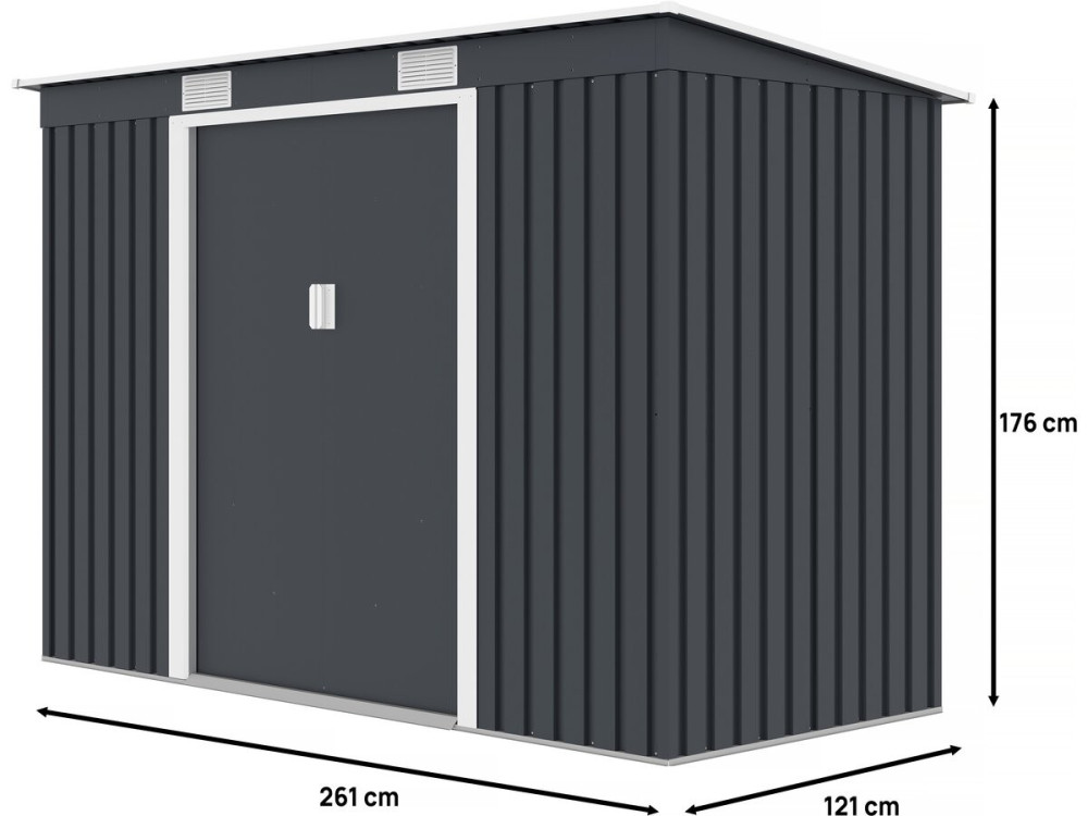 Metalowa szopa ogrodowa jednospadowa "Austin" - 3,14 m2 - Szary
