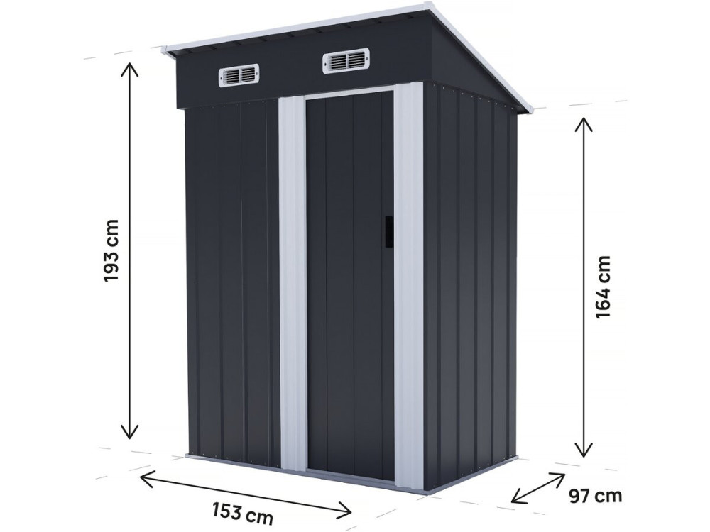 Metalowa szopa ogrodowa "Memphis" z przesuwanymi drzwiami - 1,36 m² - Szary