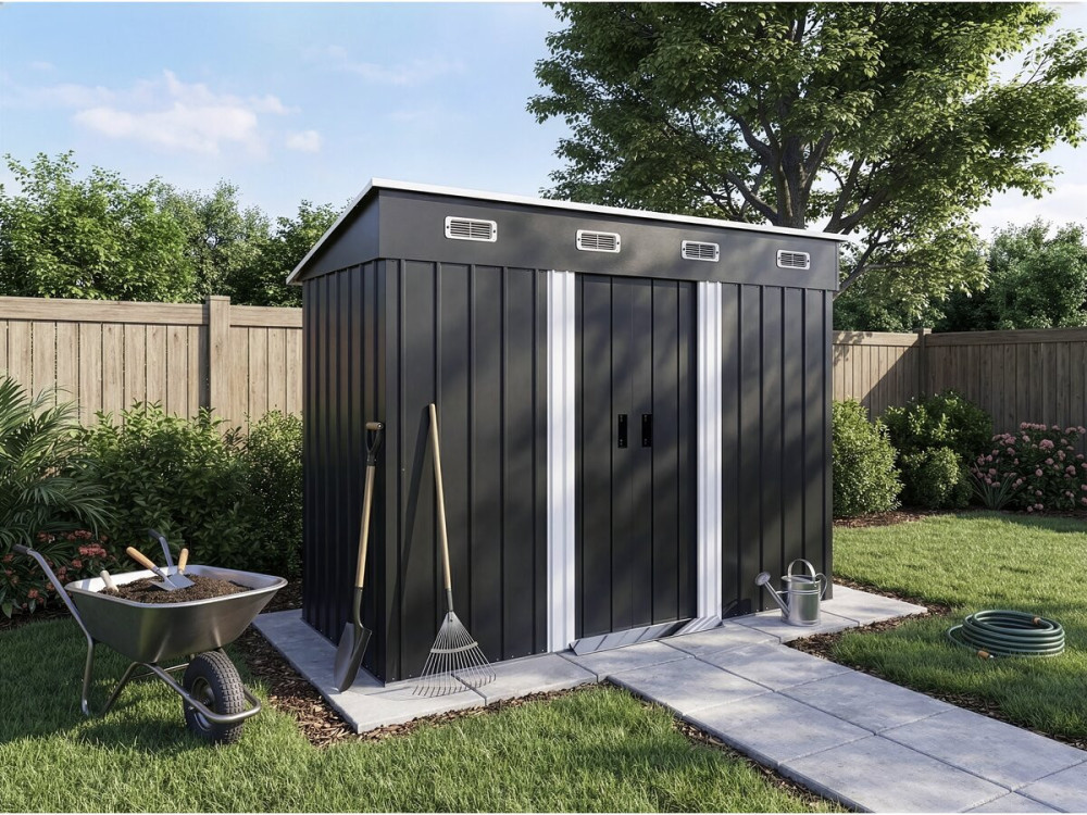 Jednospadowa metalowa szopa ogrodowa "Denver" - 3,32 m² - Szary