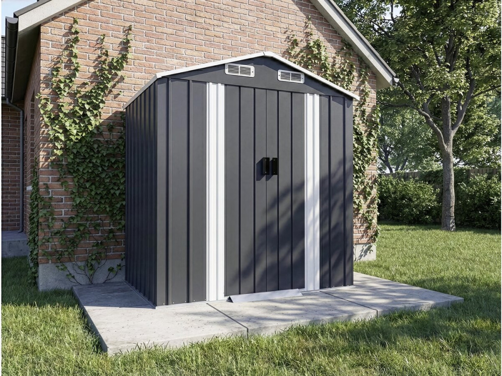 Metalowa szopa ogrodowa "Boston" z przesuwanymi drzwiami - 2,17 m² - Szary