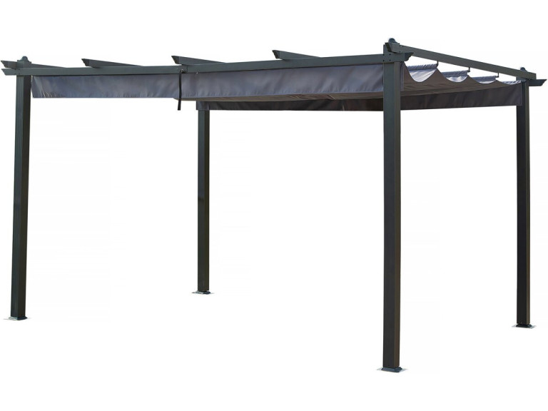 Aluminiowa pergola ze składanym dachem - 3 x 4 m - Antracytowy szary