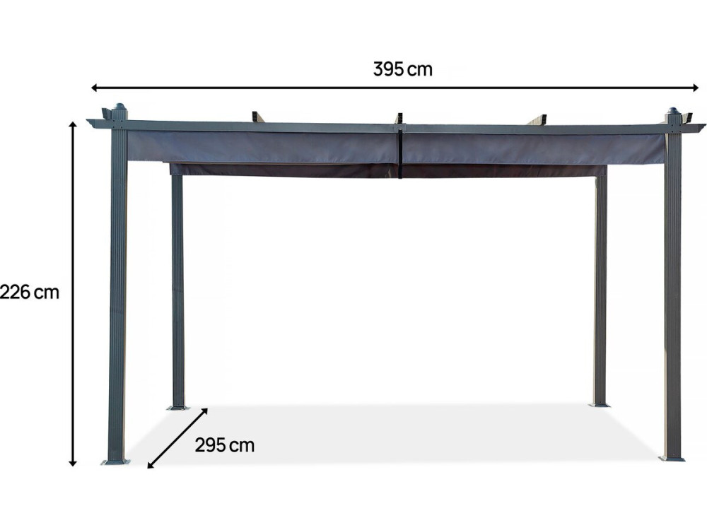 Aluminiowa pergola ze składanym dachem - 3 x 4 m - Antracytowy szary