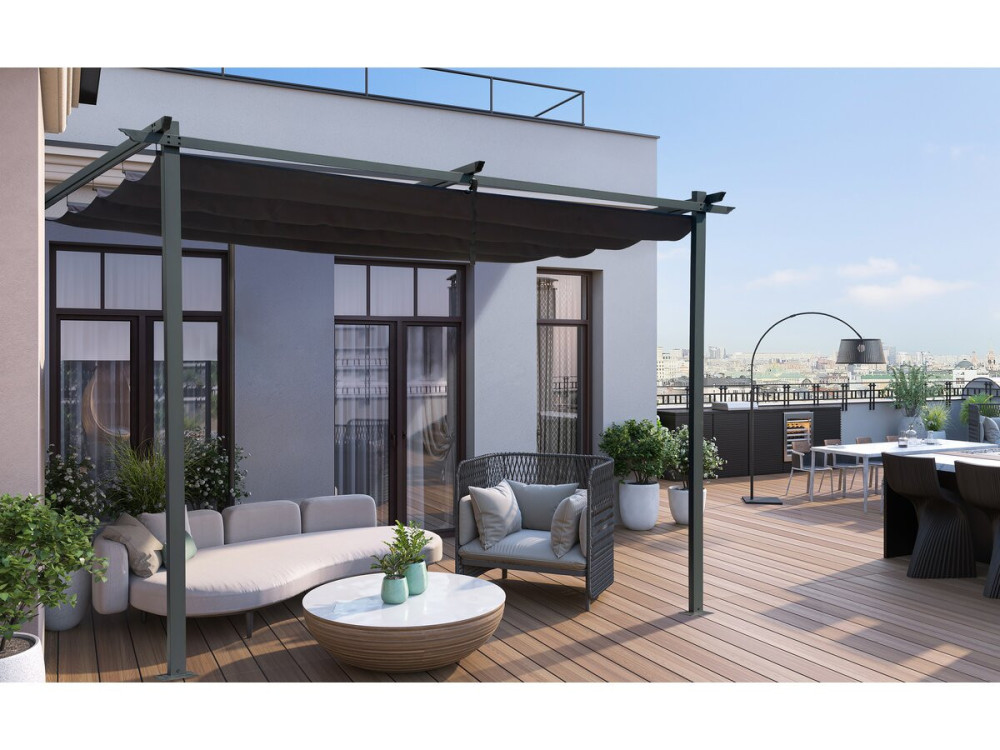 Pergola z rozsuwanym dachem - 3 x 3 m - Antracytowy szary