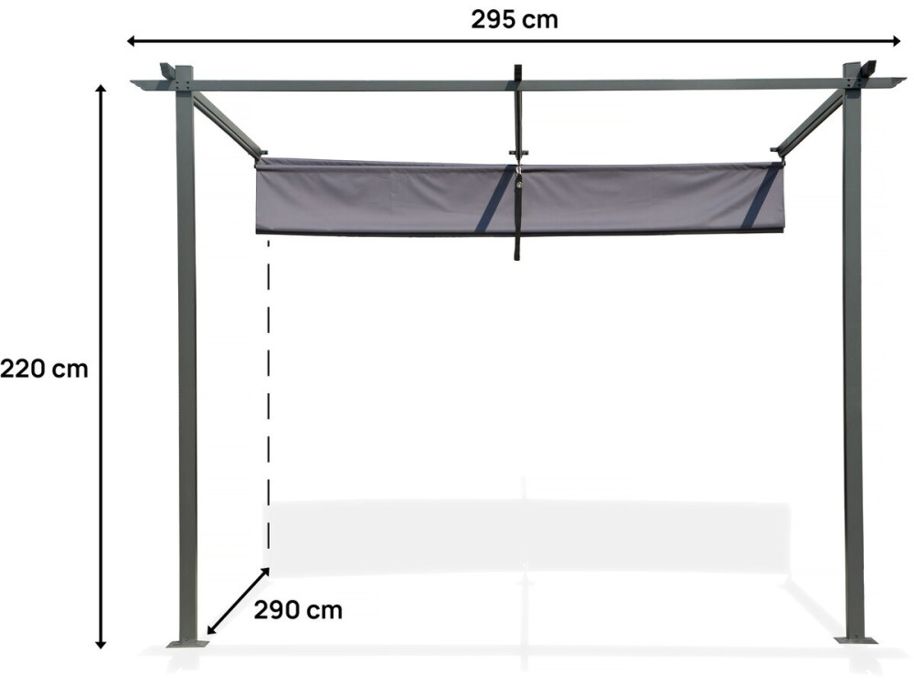 Pergola z rozsuwanym dachem - 3 x 3 m - Antracytowy szary