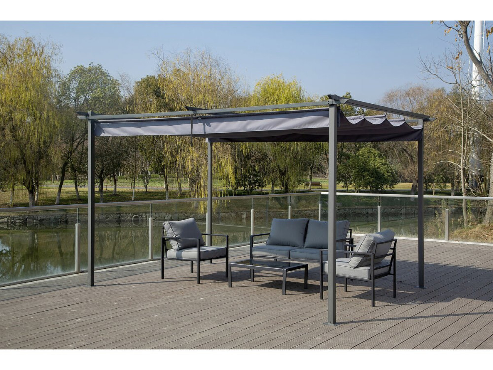 Pergola z rozsuwanym dachem - 3 x 4 m - Szara