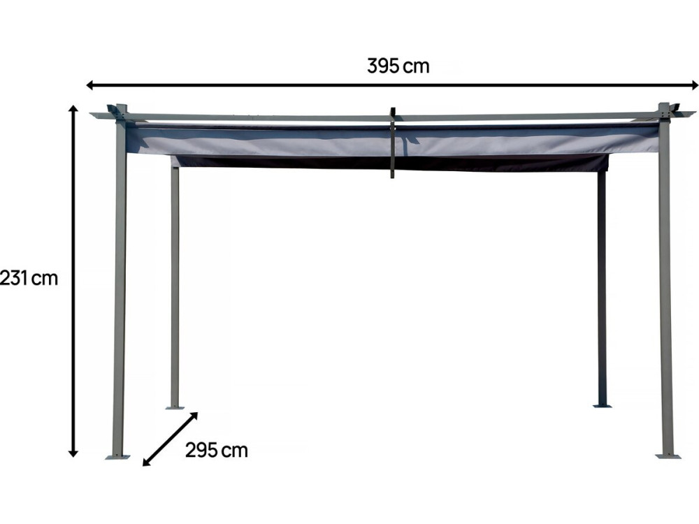 Pergola z rozsuwanym dachem - 3 x 4 m - Szara