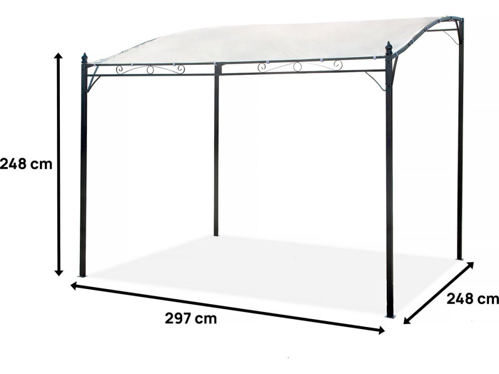 Pochylona metalowa pergola - 3 x 2,5 m - Beżowy