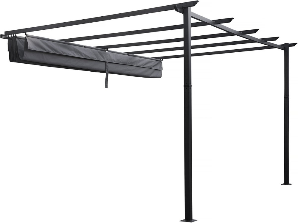 Pergola aluminiowa ze składanym dachem - 3 x 4 m - Szary