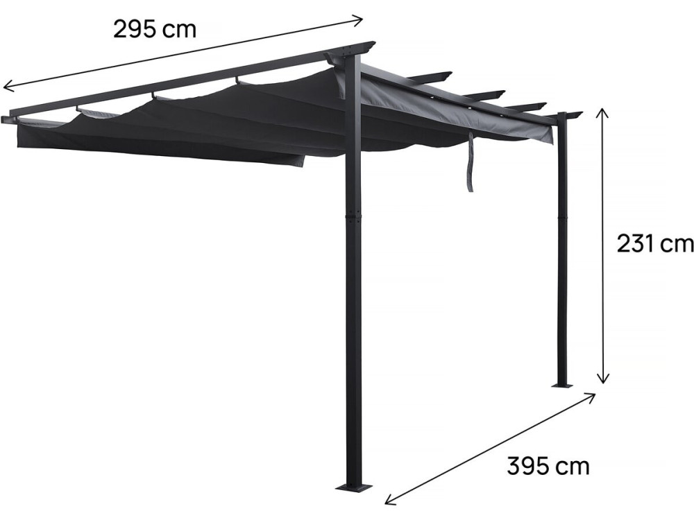 Pergola aluminiowa ze składanym dachem - 3 x 4 m - Szary