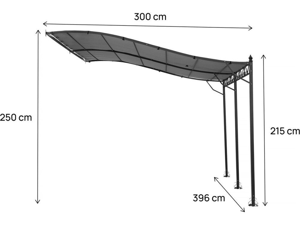 Metalowa altana - 3 x 4 m - Szary