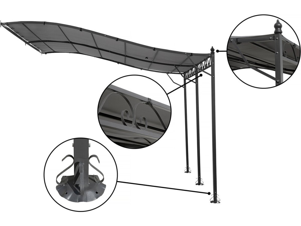 Metalowa altana - 3 x 4 m - Szary