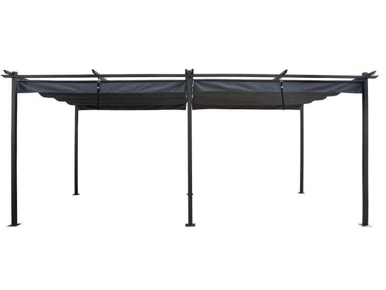 Metalowa pergola z rozsuwanym dachem - 3 x 6 m - Antracyt