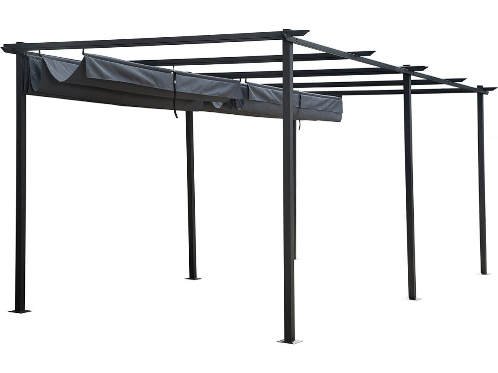 Metalowa pergola z rozsuwanym dachem - 3 x 6 m - Antracyt