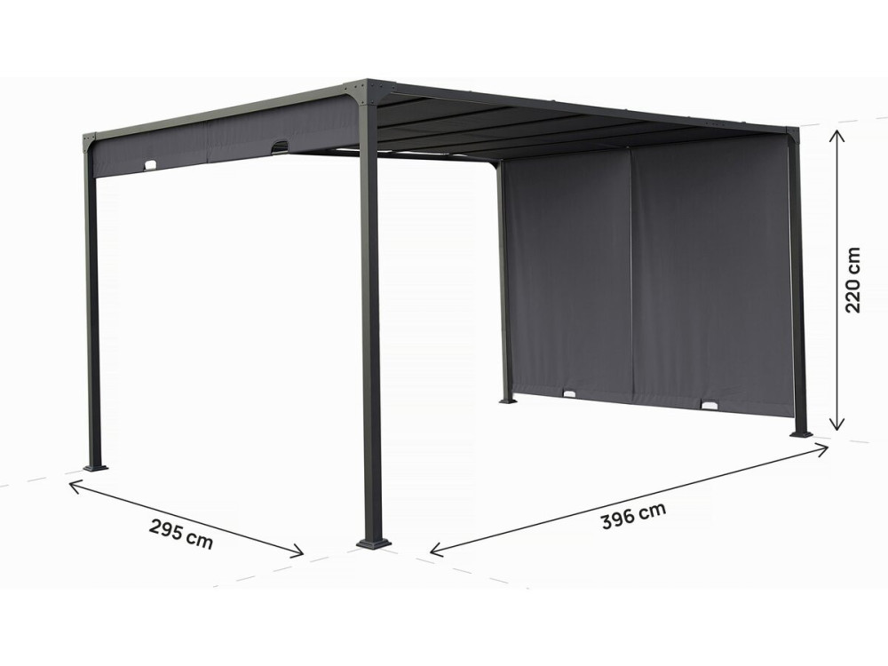 Pergola z rozsuwanym metalowym dachem "Courtenay" - 3 x 4 m - Szara