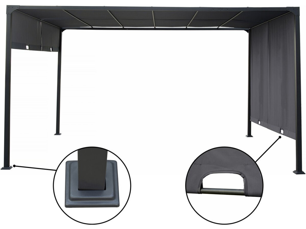 Pergola z rozsuwanym metalowym dachem "Courtenay" - 3 x 4 m - Szara