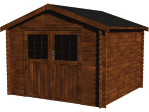 Drewniana szopa ogrodowa "Valodeal" - 8,88 m² - 2,98 x 2,98 x 2,39 m - 34 mm - Brązowe wykończenie