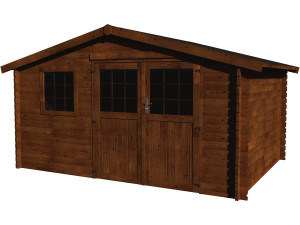 Drewniana szopa ogrodowa "Vallauris" - 15,84 m² - 3,98 x 3,98 x 2,29 m - 34 mm - Brązowe wykończenie