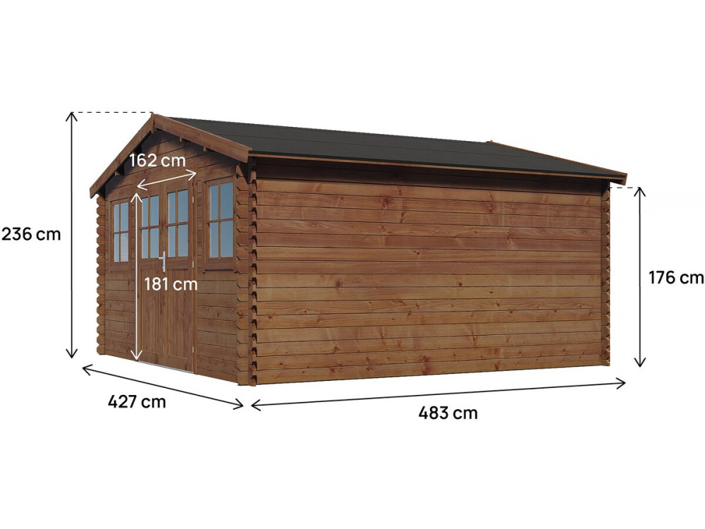 Szopa ogrodowa "Lormont" z brązowego drewna poddanego obróbce w autoklawie - 21,2 m² - 28 mm