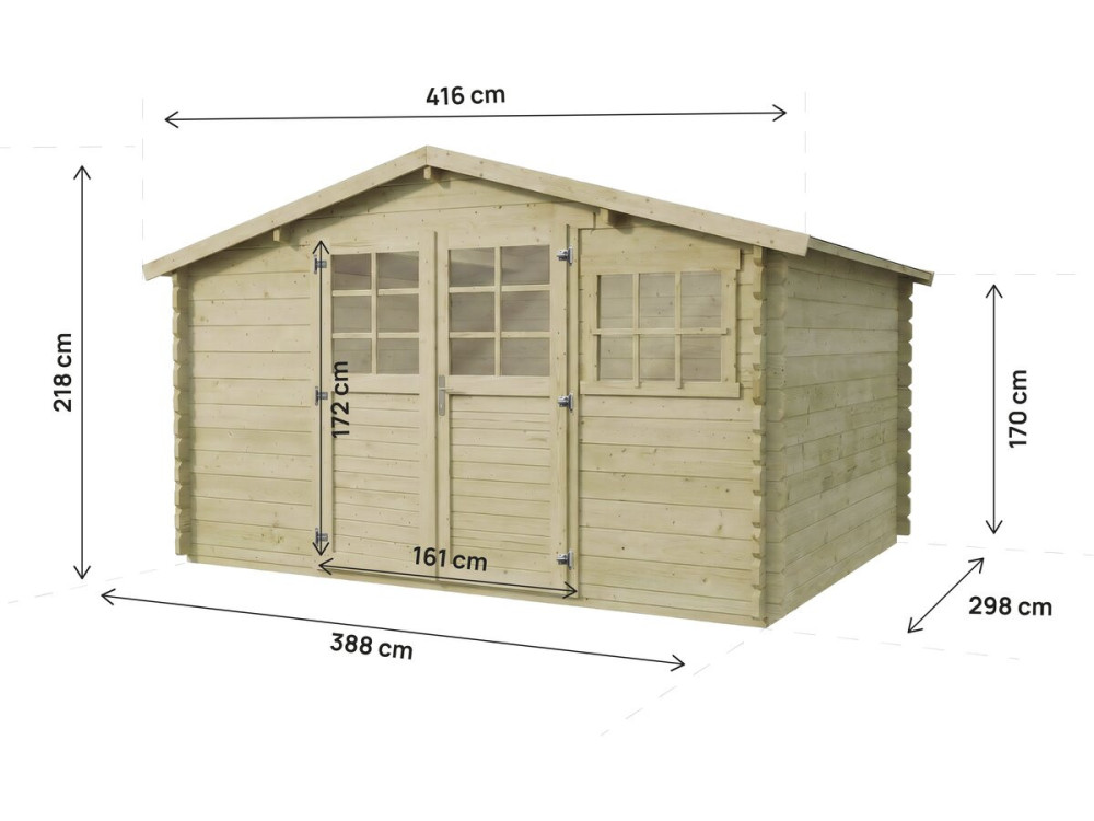 Drewniana szopa ogrodowa "Belmont" poddana obróbce w autoklawie - 12,53 m² - 34 mm