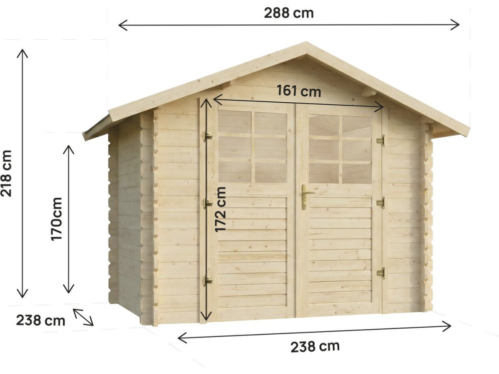Drewniana szopa ogrodowa "Beaufort" - 6,94 m² - 287 x 241 cm - 28 mm
