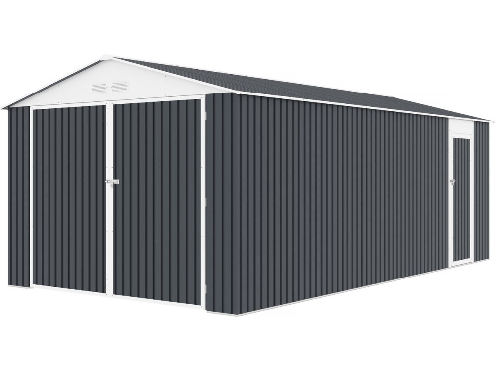 Garaż metalowy "Houston" - 18,56 m² z panelem słonecznym - antracytowy