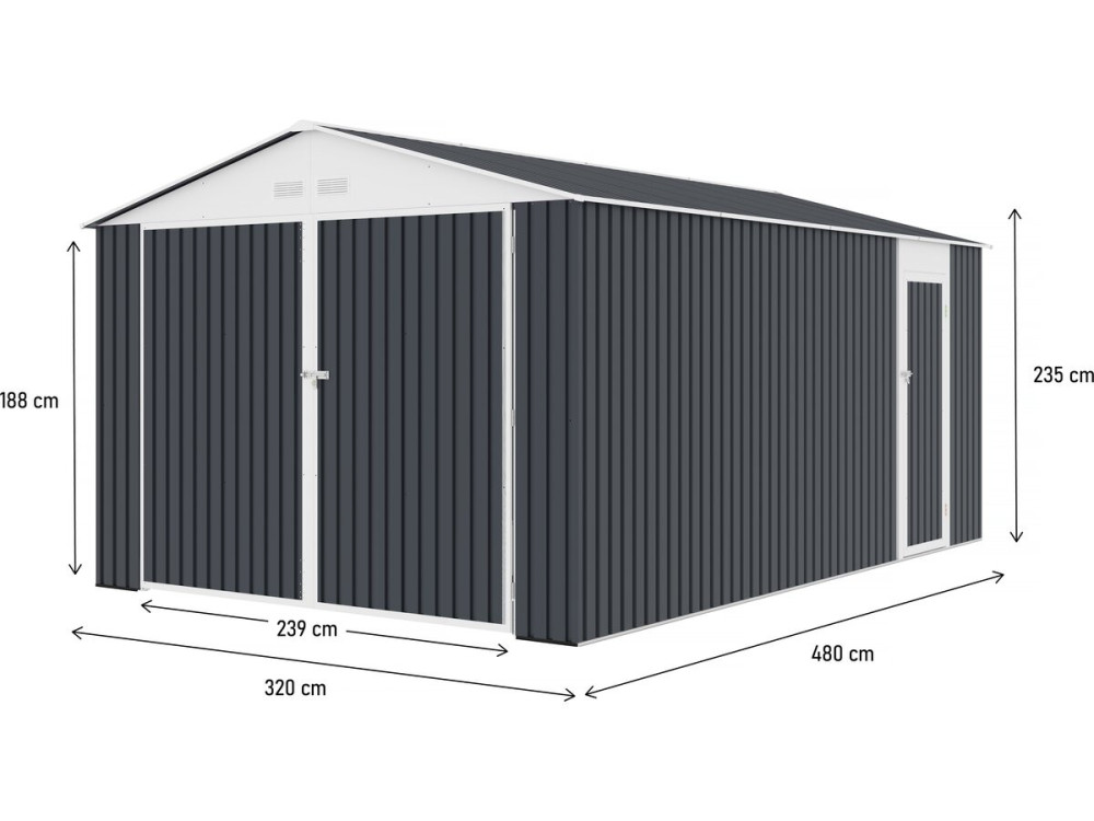Garaz metalowy „Houston” 15,36 m² - Antracyt