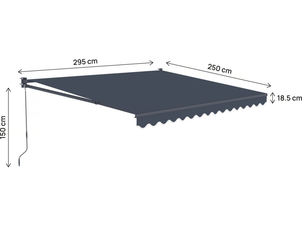 Wysuwana markiza aluminiowa "Ombra 3" 2,5 x 3 m - antracytowa szarość